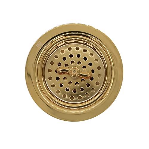 Westbrass Westbrass D213-01 3-1/2" Wing Nut Twist Style Large Kitchen Sink Basket Strainer, Single, Polished Brass