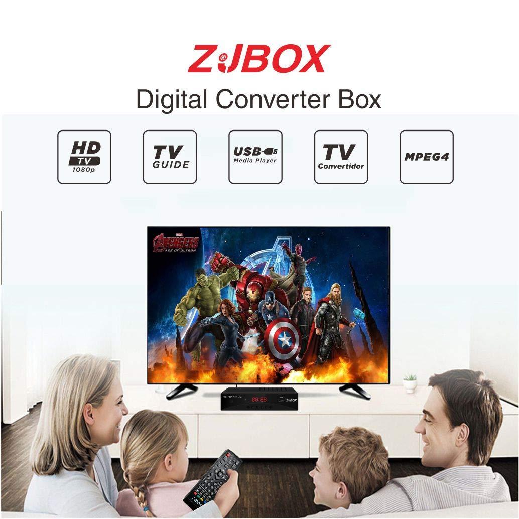 ZJBOX Digital TV Converter Box, ATSC Cabal Box - ZJBOX for Analog HDTV Live1080P with TV Recording&Playback,HDMI Output,Timer Setting TV Tuner Function Set Top Box Digital Channel Free