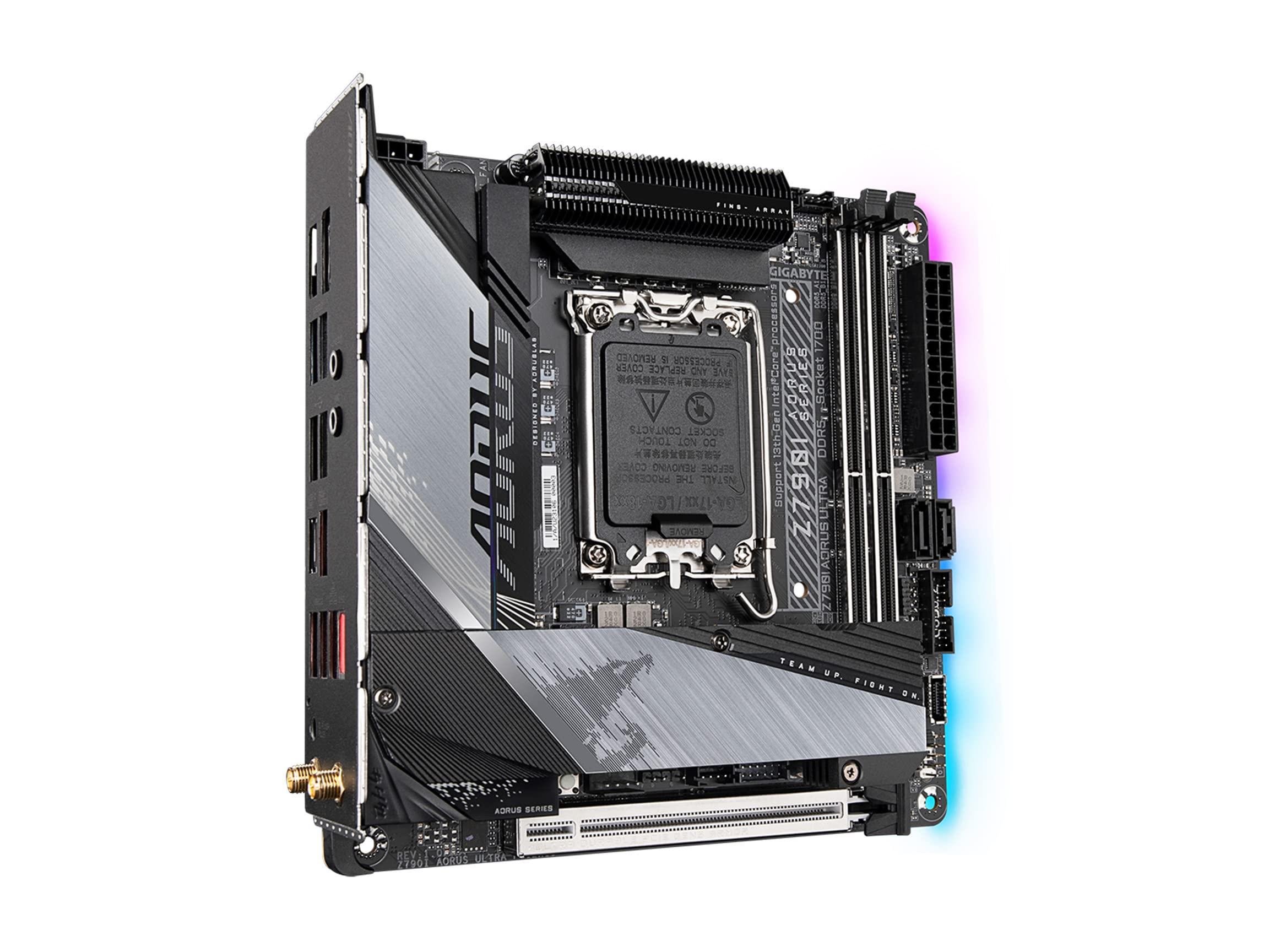 GIGABYTE GIGABYTE Z790I AORUS Ultra (LGA 1700/ Intel/ Z790/ Mini-ITX/ DDR5/ Dual M.2/ PCIe 5.0/ USB 3.2 Gen2X2 Type-C/Intel Killer Wi-Fi 6E/ Intel 2.5GbE LAN/Q-Flash Plus/Motherboard)