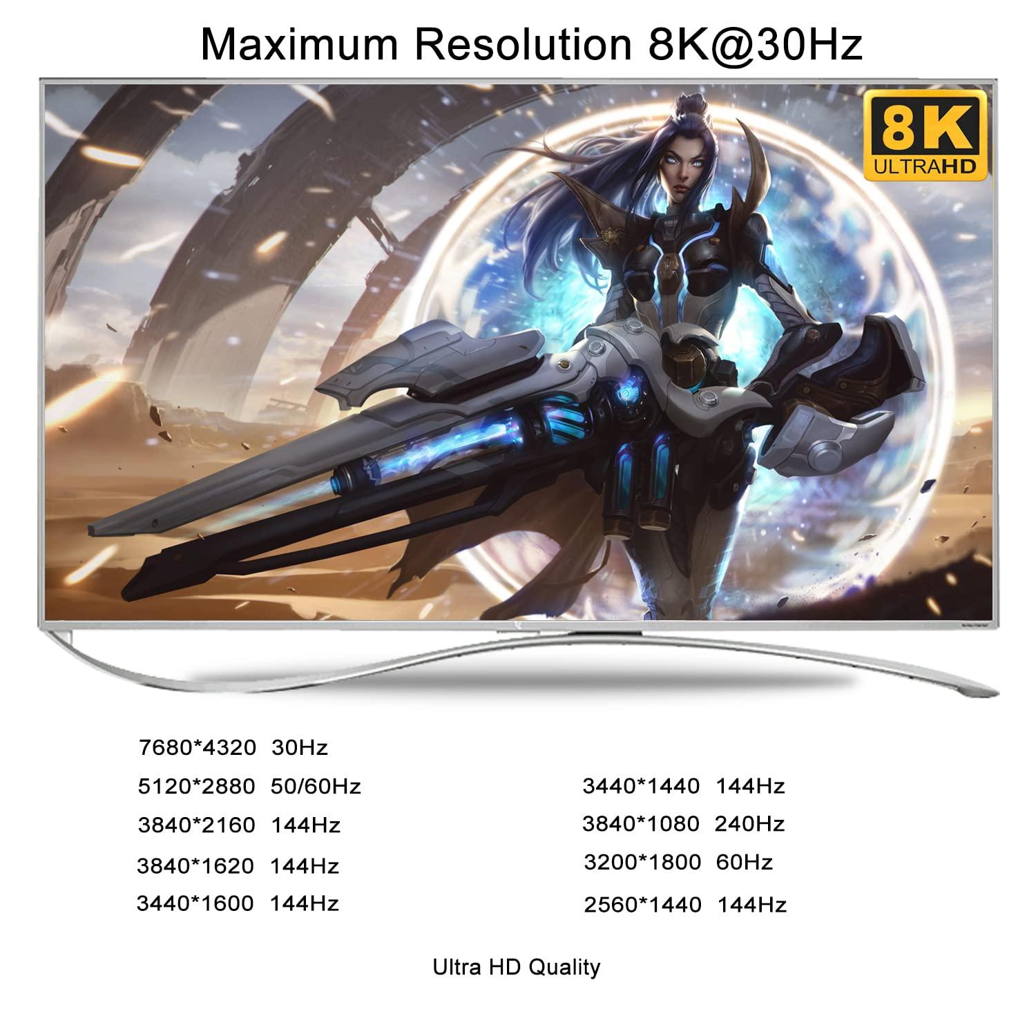 CKL CKL 2 Port USB 3.0 KVM Switch 4 Monitor DisplayPort 1.4 4K@144Hz 8K@30Hz for 2 Computers, PC Screen Keyboard Mouse Peripheral Audio Sharing Selector Box, with All Cables (624DP-4)