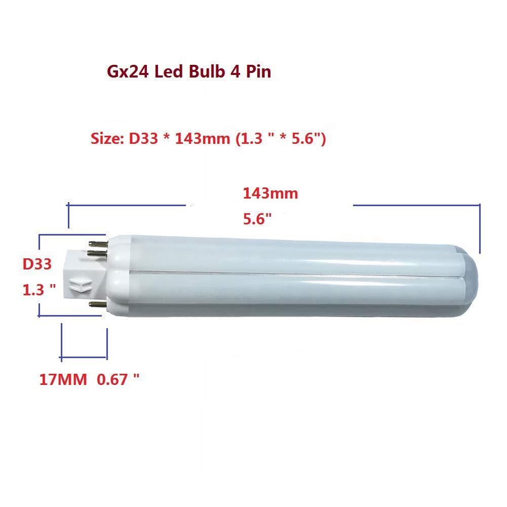 qlee QLEE 9w Led Gx24Q Bulb 4-Pin Base PL Retrofit Lamp Natural 4000k Daylight Equivalent Gx24Q-3 20W CFL Bulb GX24 Reading Desk Table Light Downlight 360 Child\'s Lights No UV