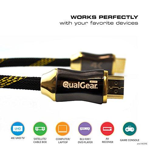 QualGear QualGear 6 Feet HDMI Premium Certified 2.0 Cable with 24K Gold Plated Contacts, Supports 4K Ultra HD, 3D, 18Gbps, Audio Return Channel, Ethernet (QG-PCBL-HD20-6FT) (Pack of 2)