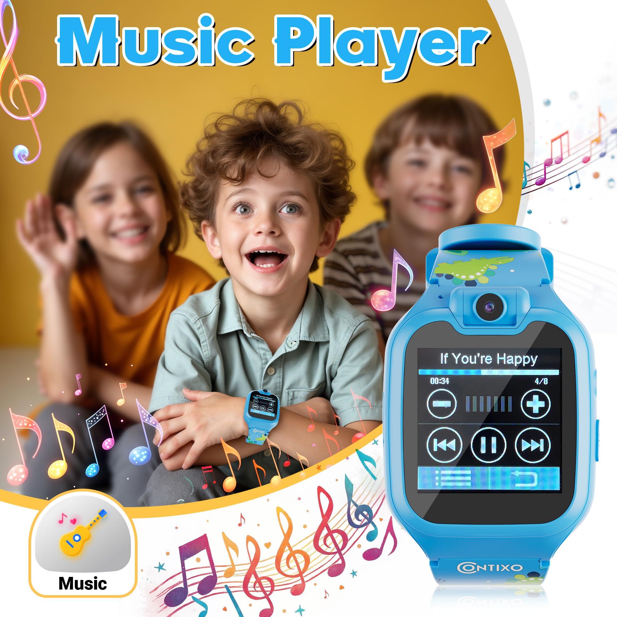 Contixo Contixo Kids Smart Watch-HD Touch Screen Educational Smartwatch with Camera, Video & Audio Recording, MP3 Music Player for Kids 3-12 Year Old Boys and Girls Children-Blue