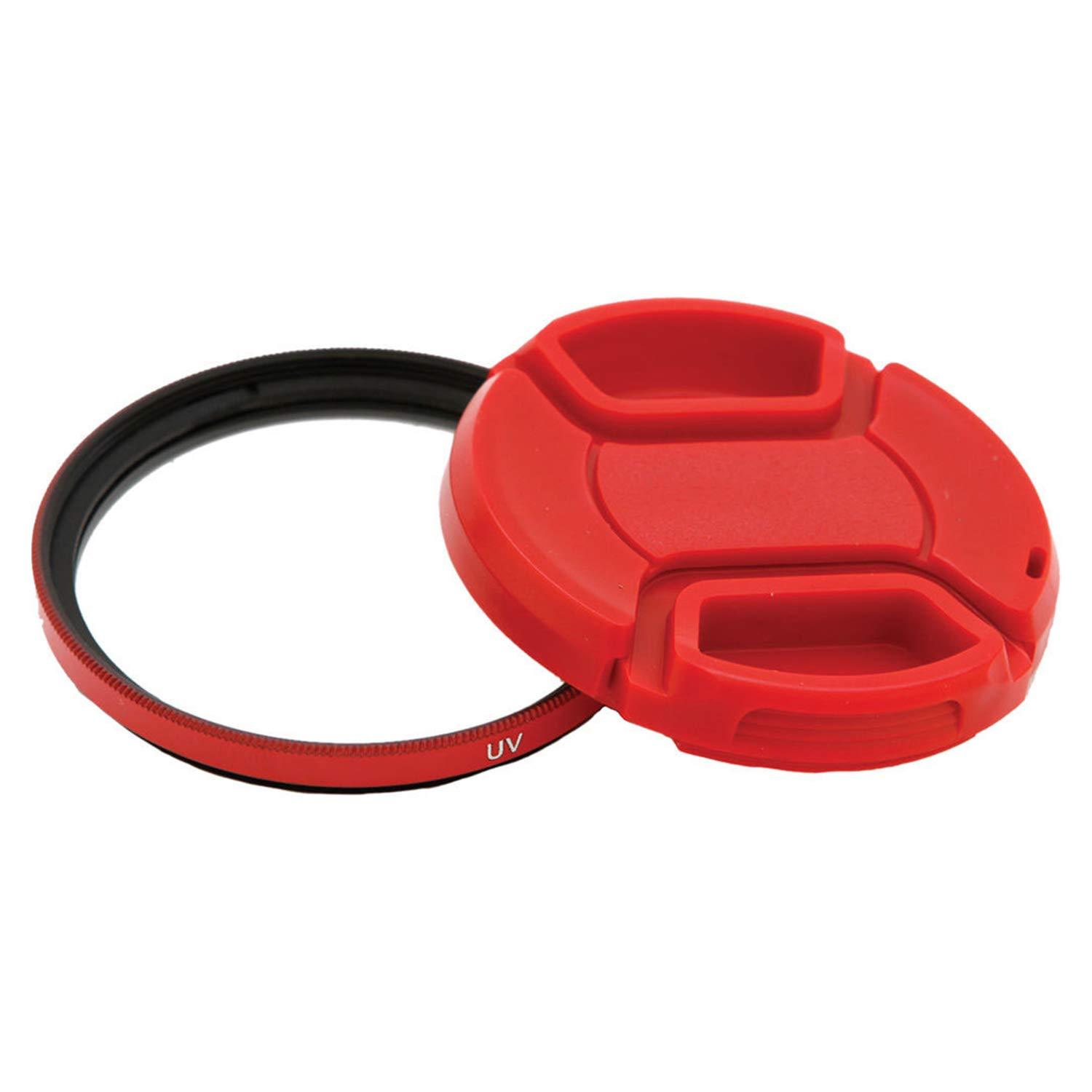 Deco Gear Deco Gear 49mm UV Filter and Snap-on Protective Cap - Red Color Combination to Give Your Camera A Custom Look