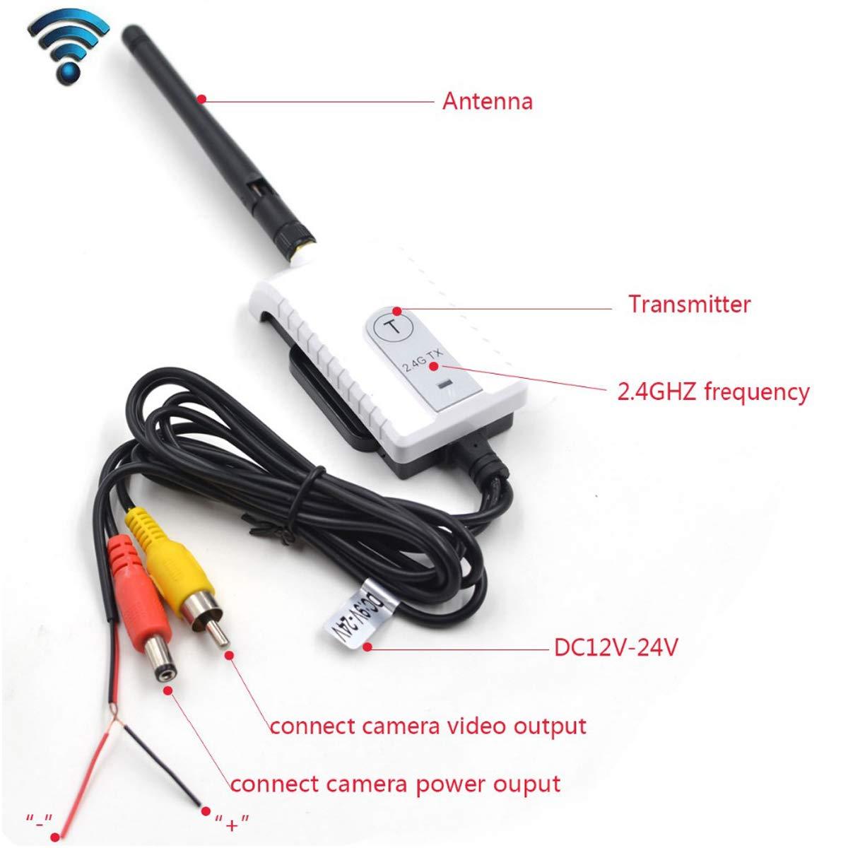 Eaglerich Eaglerich 2.4G Wireless AV Cable Transmitter and Receiver for Bus Car Video Monitor Truck Reversing Rear View Backup Camera 200m Range
