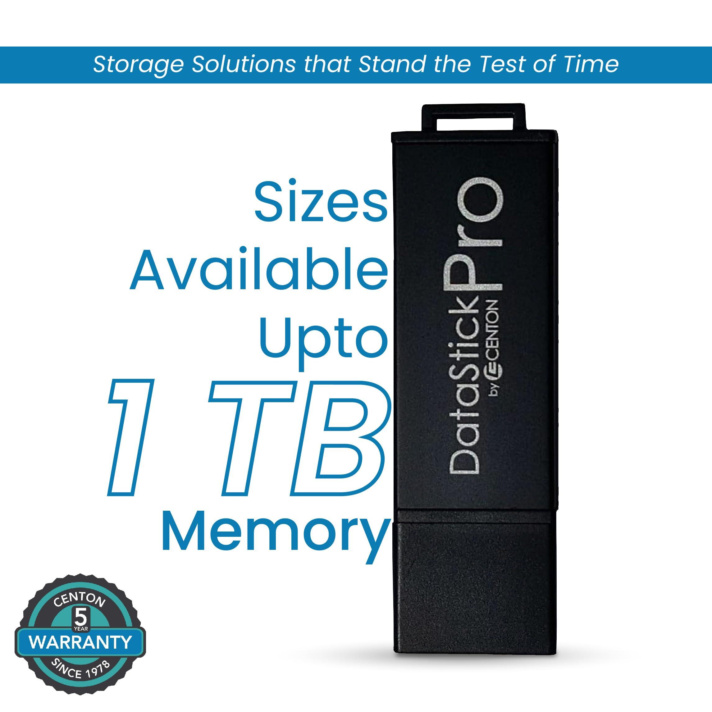 Centon Centon Electronics DataStick Pro USB 3.2 Gen1 Flash Drive, 128 GB, 5 USB Flash Drives, 5 Bulk Pack, Black
