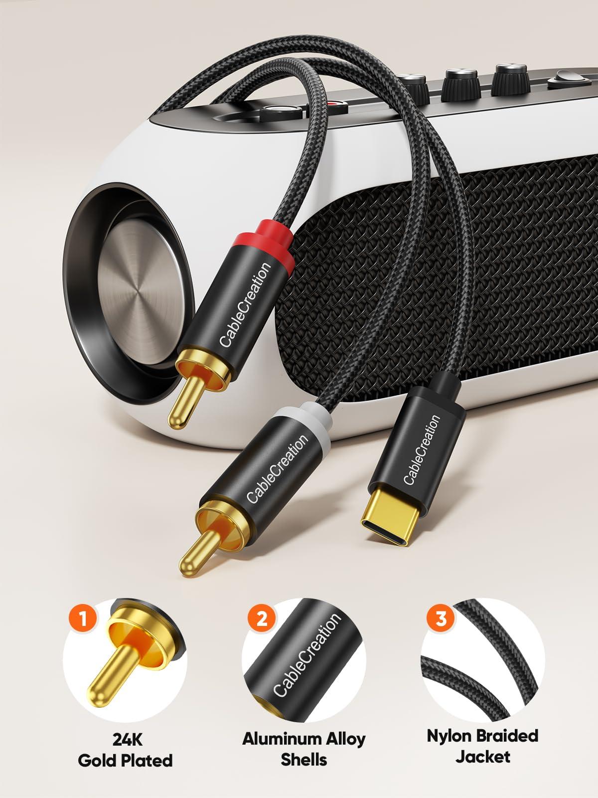 CableCreation CableCreation USB C to RCA Audio Cable 6FT, Type-C to 2 Male Y RCA Splitter, RCA to USB C Adapter for iPhone 16 15 Series, Home Theater, DVD, Amplifier, Speaker, Car Stereo, Samsung Galaxy S23