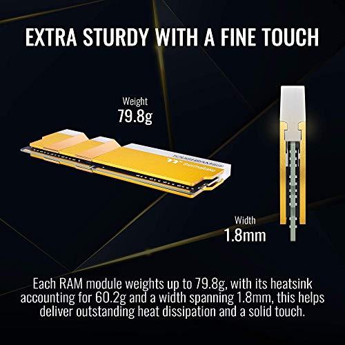 Thermaltake Thermaltake TOUGHRAM RGB DDR4 3600MHz 16GB (8GB x 2) 16.8 Million Color RGB Alexa/Razer Chroma/5V Motherboard Syncable RGB Memory- Metallic Gold (RG26D408GX2-3600C18A)
