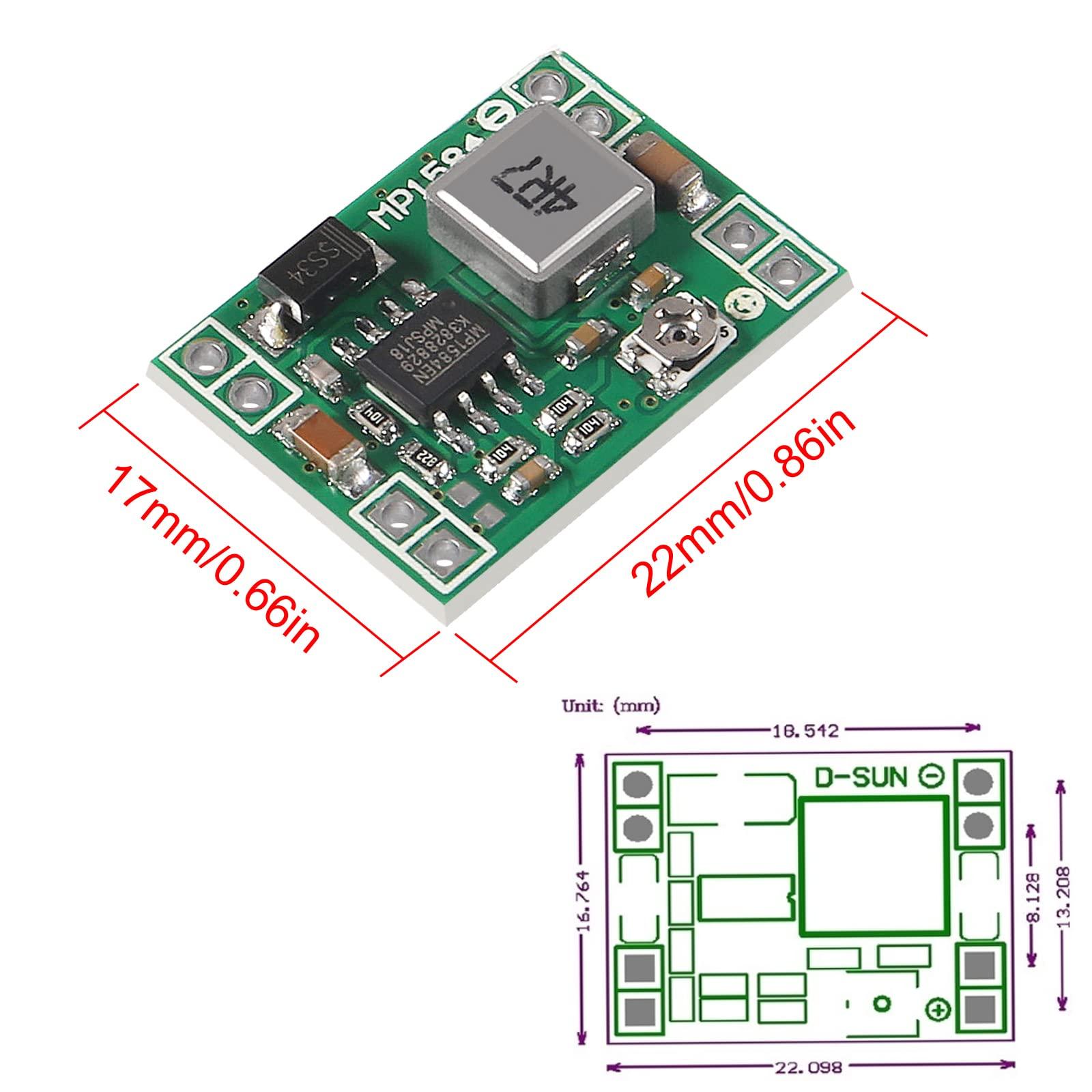 Diitao Diitao 6PCS MP1584 MP1584EN DC-DC 3A Adjustable Voltage Buck Converter Mini Voltage Power Supply Step Down Module 24V to 12V 9V 5V 3V