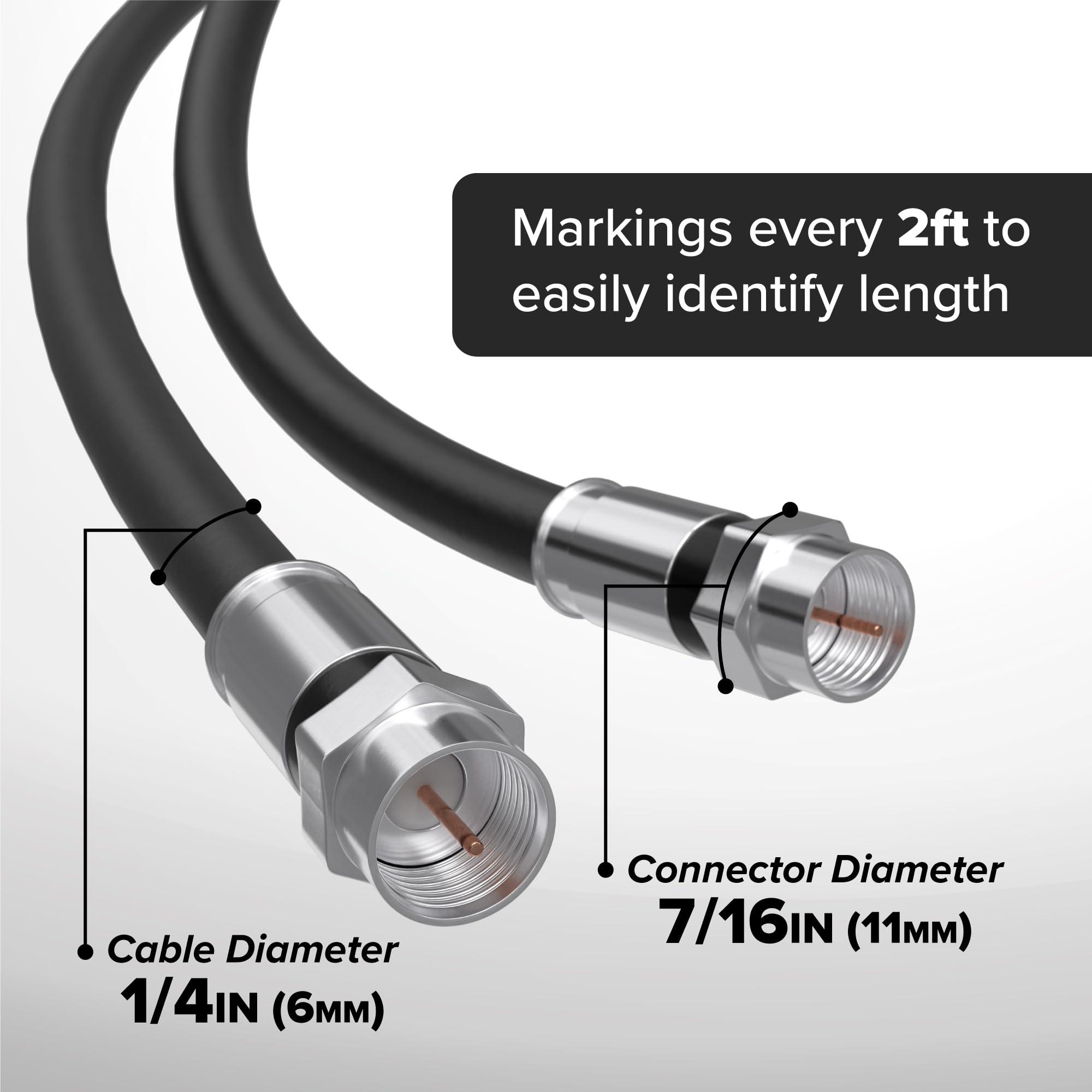 THE CIMPLE CO THE CIMPLE CO Coaxial Cable, 200 FT, Indoor/Outdoor, High Speed Internet, Satellite Extension, RG6, Dual Shielded Coax, CATV, UV Resistant, Weather Proof, CL2 Rated, 60 Meters, Black