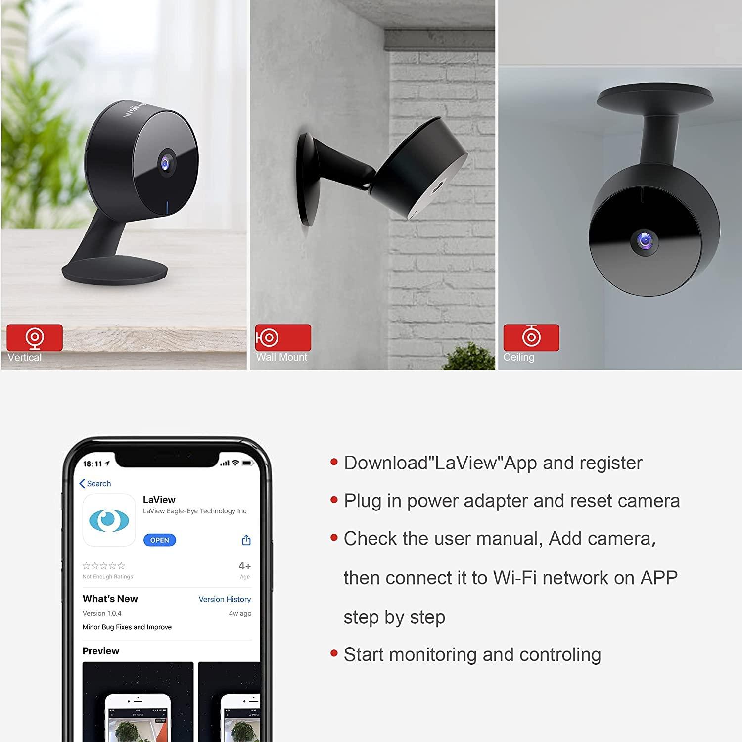 LaView LaView 4MP 2K Cameras for Home Security Indoor,Home Security Camera for Baby/Elder/Pet/Nanny,Baby Cam Starlight Sensor Color Night Vision,US Cloud Service,Works with Alexa