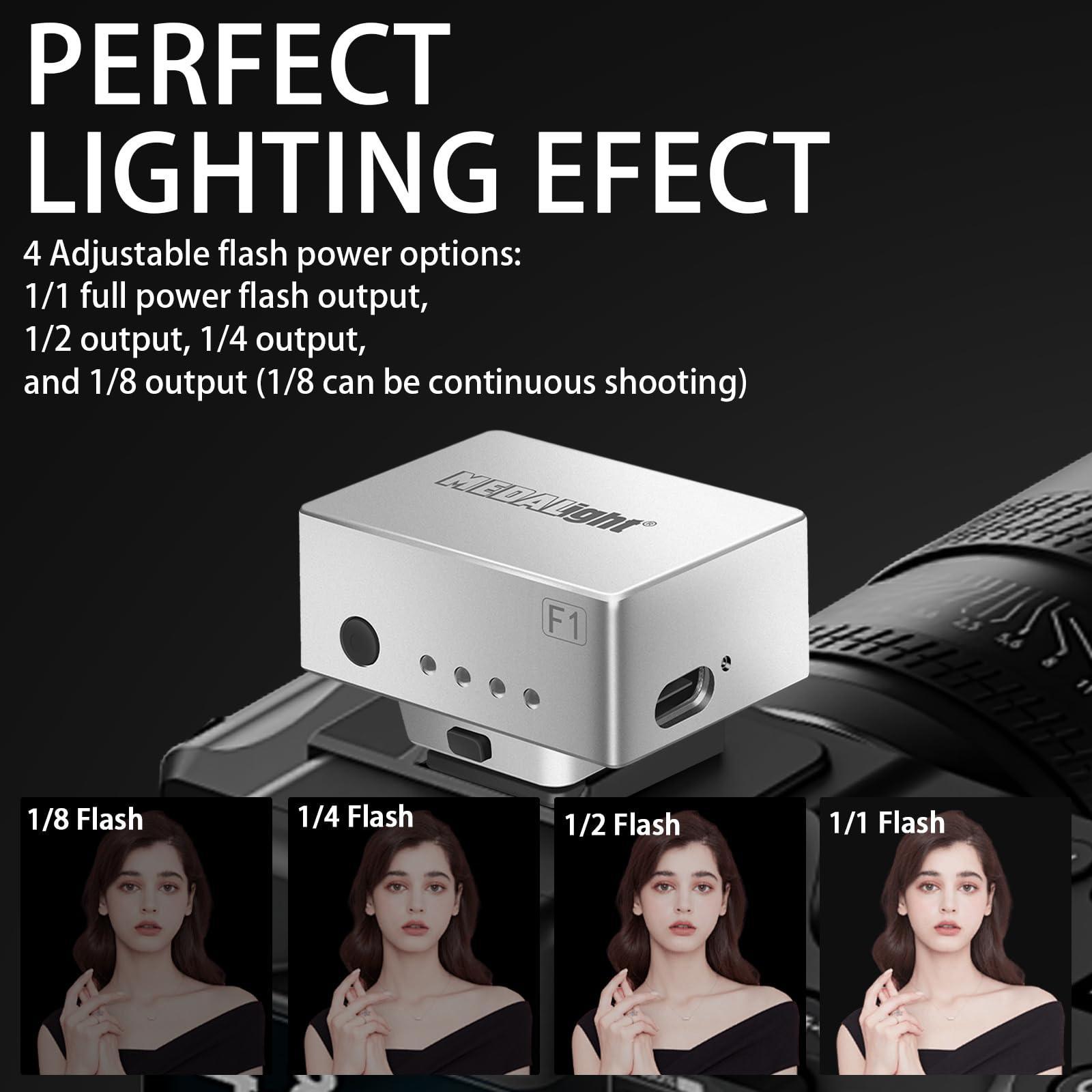 MEDALight MEDALight F1 Mini Camera Flash Camera Flash Speedlite for Ricoh (GR3/GR3X,etc.) Fuji/Sony/Nikon/Canon,Digital Film Cameras,Portable Mini hot Shoe Flashlight for DSLR Cameras.(Silver)