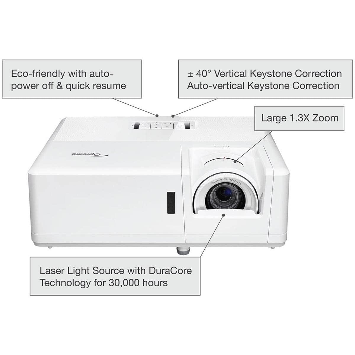 Optoma Optoma ZW350 3D Ready DLP Projector - 16:10 - 1280 x 800 - Front, Ceiling - 1080p - 30000 Hour Normal ModeWXGA - 300,000:1 - 3500 lm - HDMI - USB - Network (RJ-45) - Business, Education, Presentation