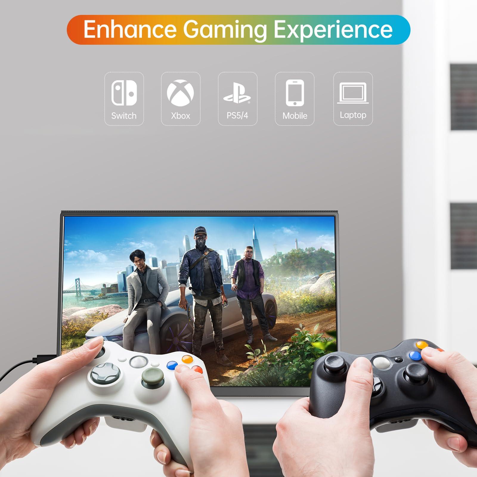 MNN MNN Portable Monitor 14 inch FHD 1920 * 1200P USB C HDMI Ultra-Slim IPS Travel Display w/Smart Cover & Speakers, HDR Plug&Play, External Monitor for Laptop PC, Phone,Mac(400cd/m Brightness)