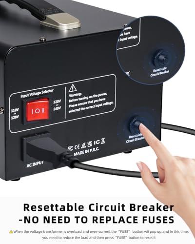 LVYUAN LVYUAN 3000 Watt Voltage Converter Transformer Heavy Duty Step Up/Down AC 110V/120V/220V/240V Power Converter with 3 US Outlets, 3 Universal Outlets, Resettable Circuit Breaker Protection