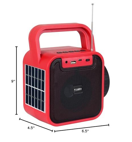 Jensen JENSEN JEP-175 Portable Bluetooth Rechargeable Speaker with Built-in Emergency USB Charging Port, FM Radio, Flashlight and Solar Charging Pane