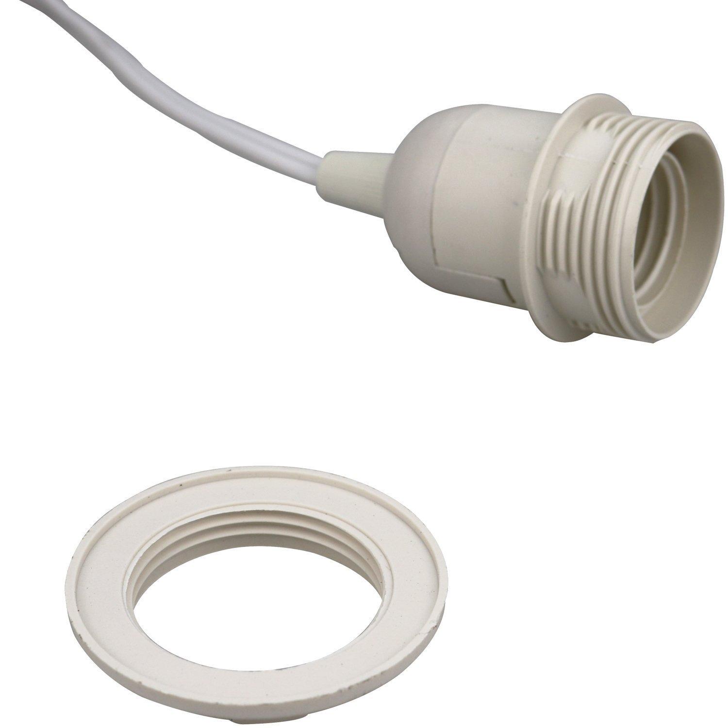 Lightingsky Lightingsky 15 Feet Hanging Light Cord with On/off Switch E26 Socket to 2-prong Perfect for Lampshade Paper Lantern (White, 15 Feet)