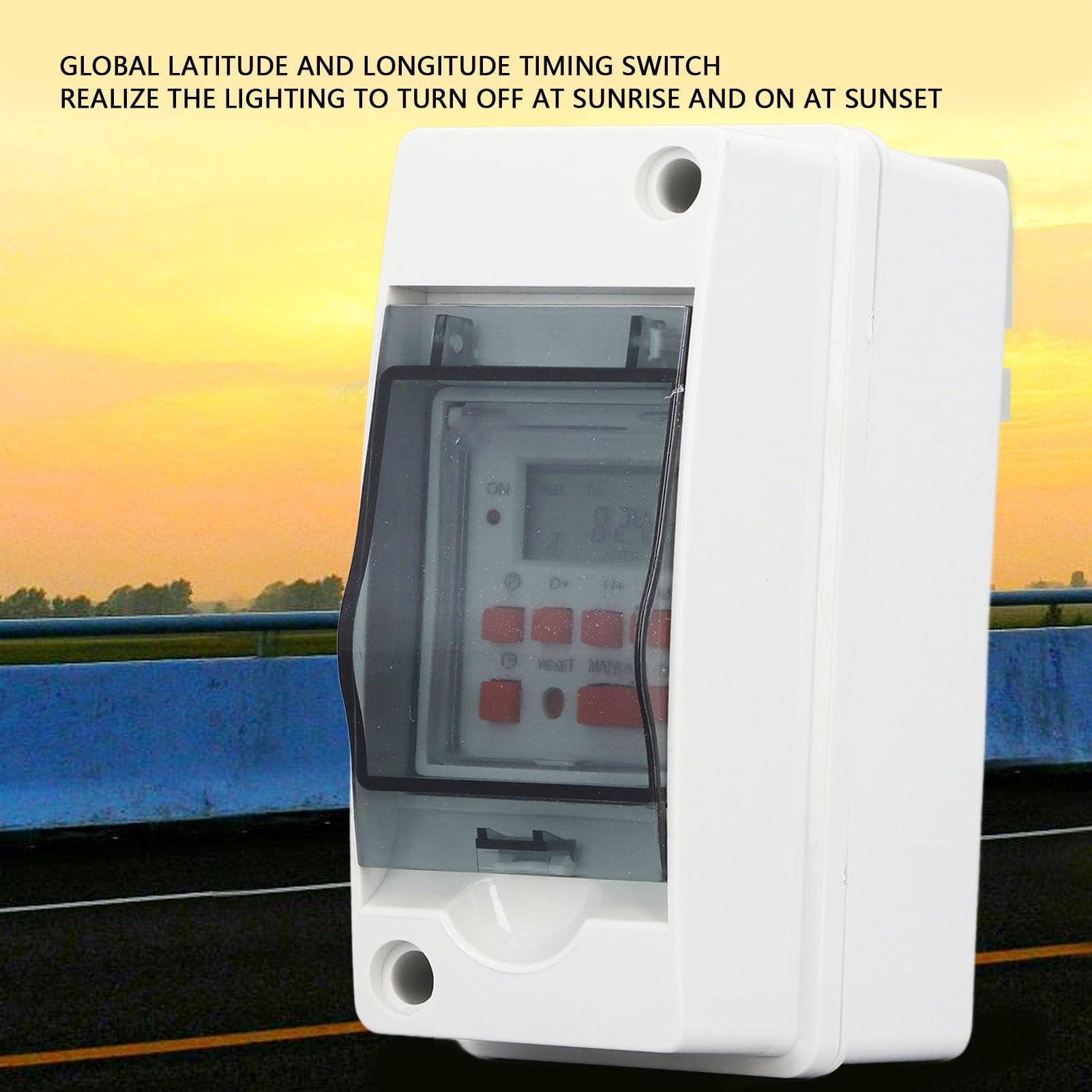 Dpofirs Programmable Digital Timer Switch for Pool Pumps, Heaters, Filters, 7-Day 28 ONOFF Timer Settings, AC85-265V LCD Display Digital Timer Switch with Waterproof Box