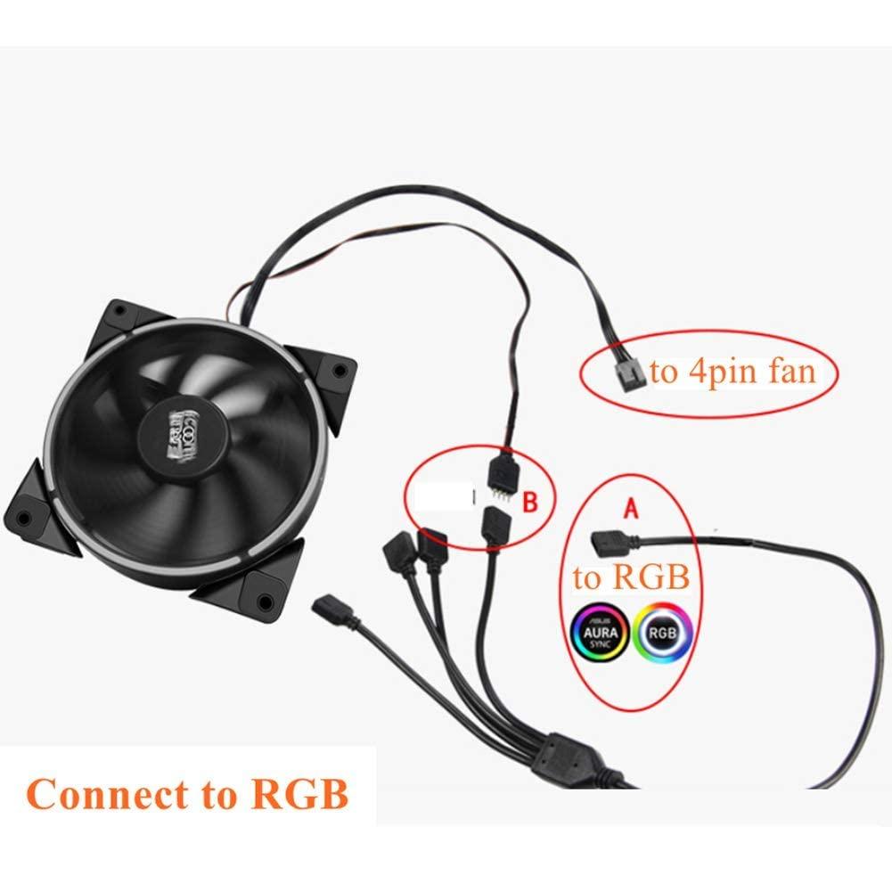 Yakuri Yakuri Computer Motherboard Extension Cable, 5V Argb 3-Pin Connector Hub, RGB Interface Extension Cable