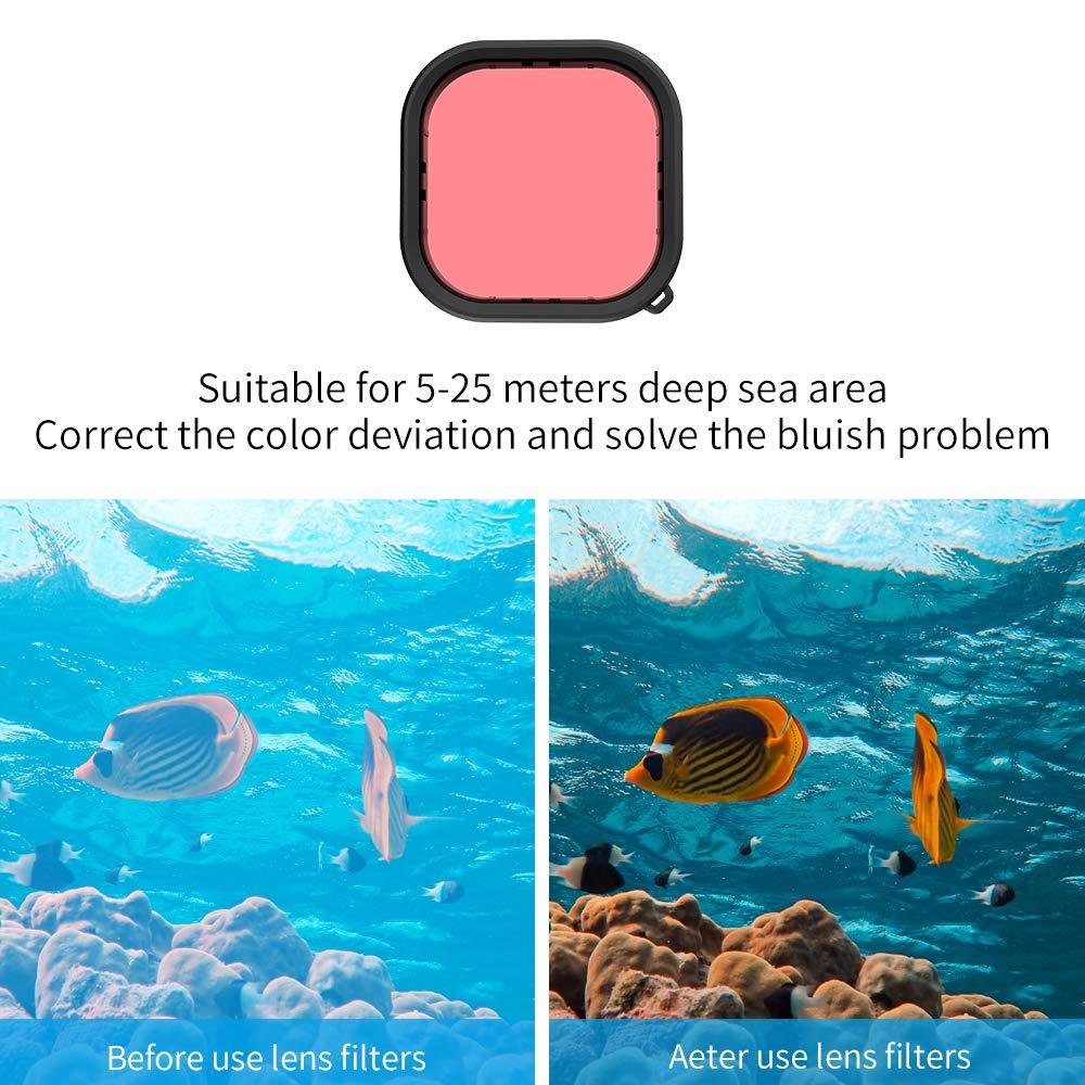 TELESIN TELESIN Waterproof Case with 3-Pack Dive Filter for GoPro Hero 13 Hero 12 Hero 11 Hero 10 Hero 9 Black Supports 60M/196FT Underwater Scuba Snorkeling Deep Diving with Red Magenta Filter Go Pro