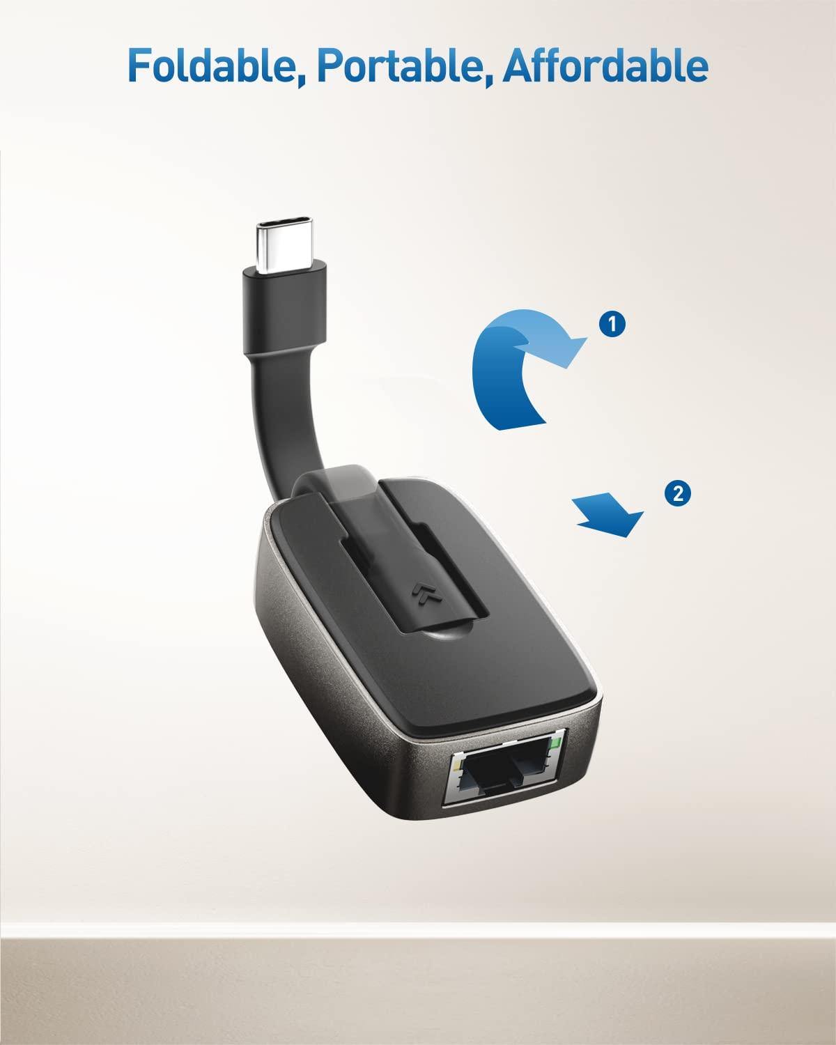 Cable Matters Cable Matters USB to Ethernet Adapter Supporting 10/100 Mbps Ethernet Network in Black & Portable USB C to Ethernet Adapter Gigabit, Foldable Ethernet to USB C