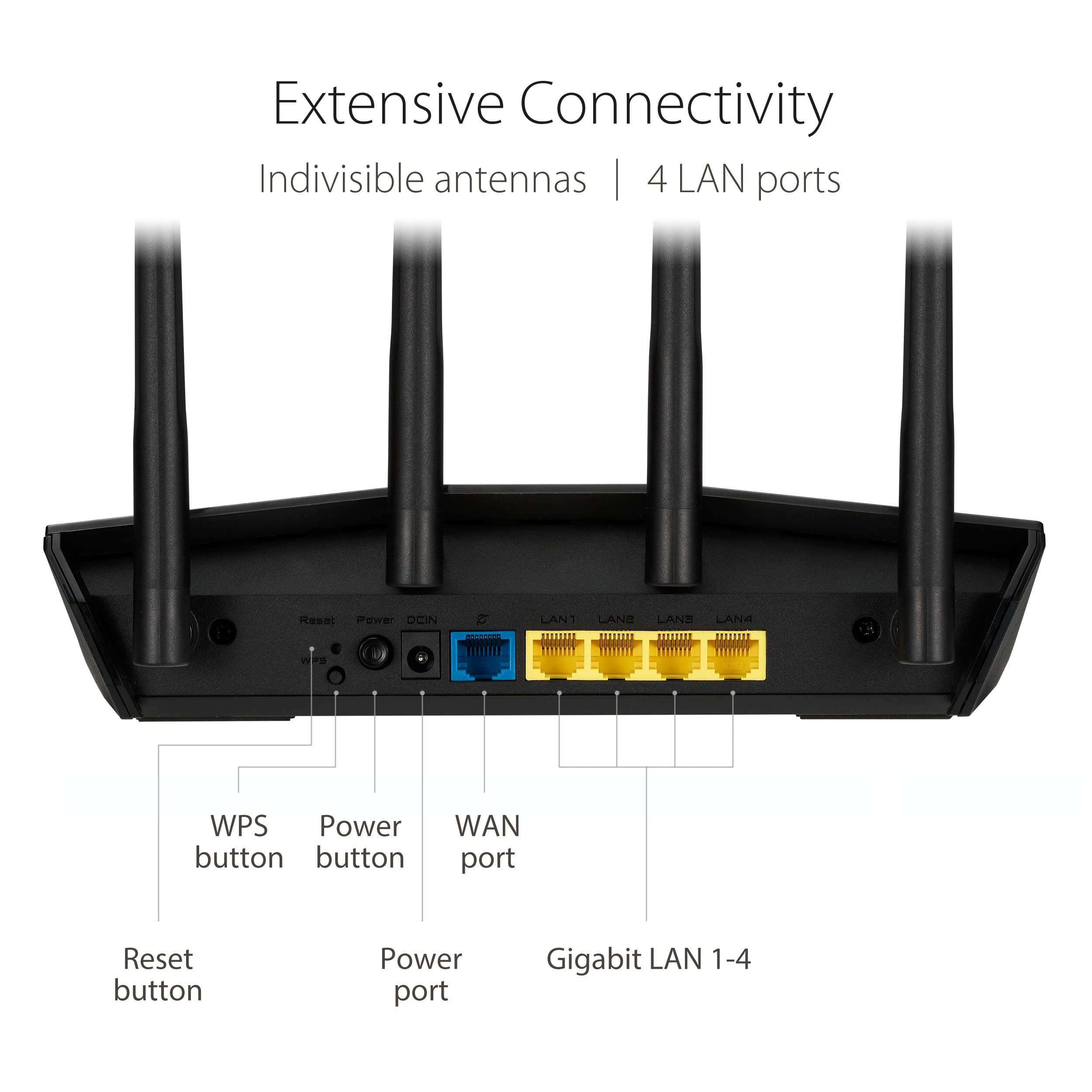 ASUS ASUS RT-AX1800S Dual Band WiFi 6 Extendable Router, Subscription-Free Network Security, Parental Control, Built-in VPN, AiMesh Compatible, Gaming & Streaming, Smart Home