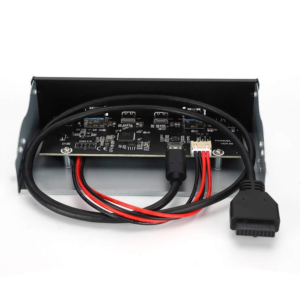 ASHATA USB3.0+2.0+Type C Type E Panel Computer Parts Type C Front Panel, Desktop Accessories Black GEN2 Front Panel USB 3.1 Front Panel, for PC Computer