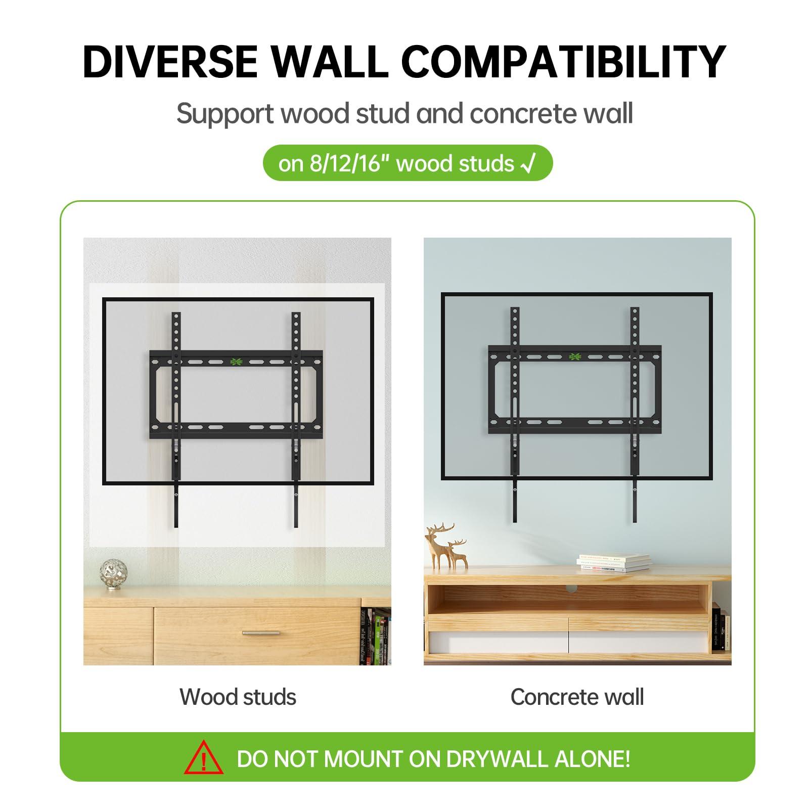 USX MOUNT USX MOUNT Fixed TV Wall Mount with Low Profile for Most 26-60 Inch LED, LCD and Flat Screen TVs, Wall Mount Bracket with VESA Up to 400x400mm and Weight Capacity 99lbs,and Space Saving TV Bracket