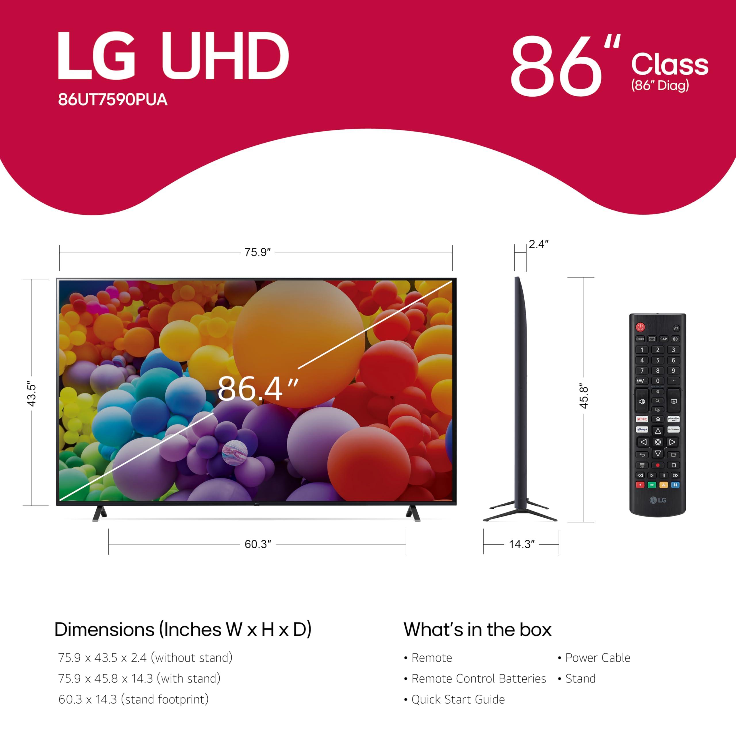 LG LG 86-Inch Class UT75 Series LED Smart TV 4K Processor Flat Screen AI-Powered with Alexa Built-in (86UT7590PUA, 2024)