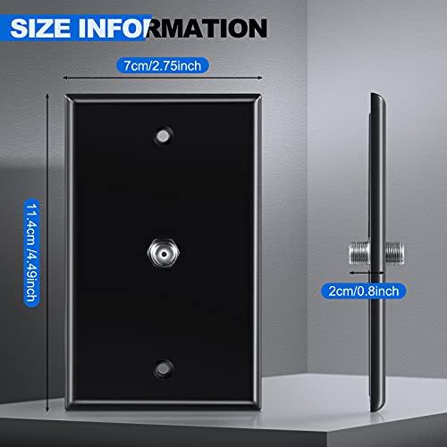 Weewooday Weewooday 4 Pieces Coax Wall Plate 1-Port TV Cable Cover Outlet Plate F -type Connector Coaxial Cable, Screws Included(White and Black)
