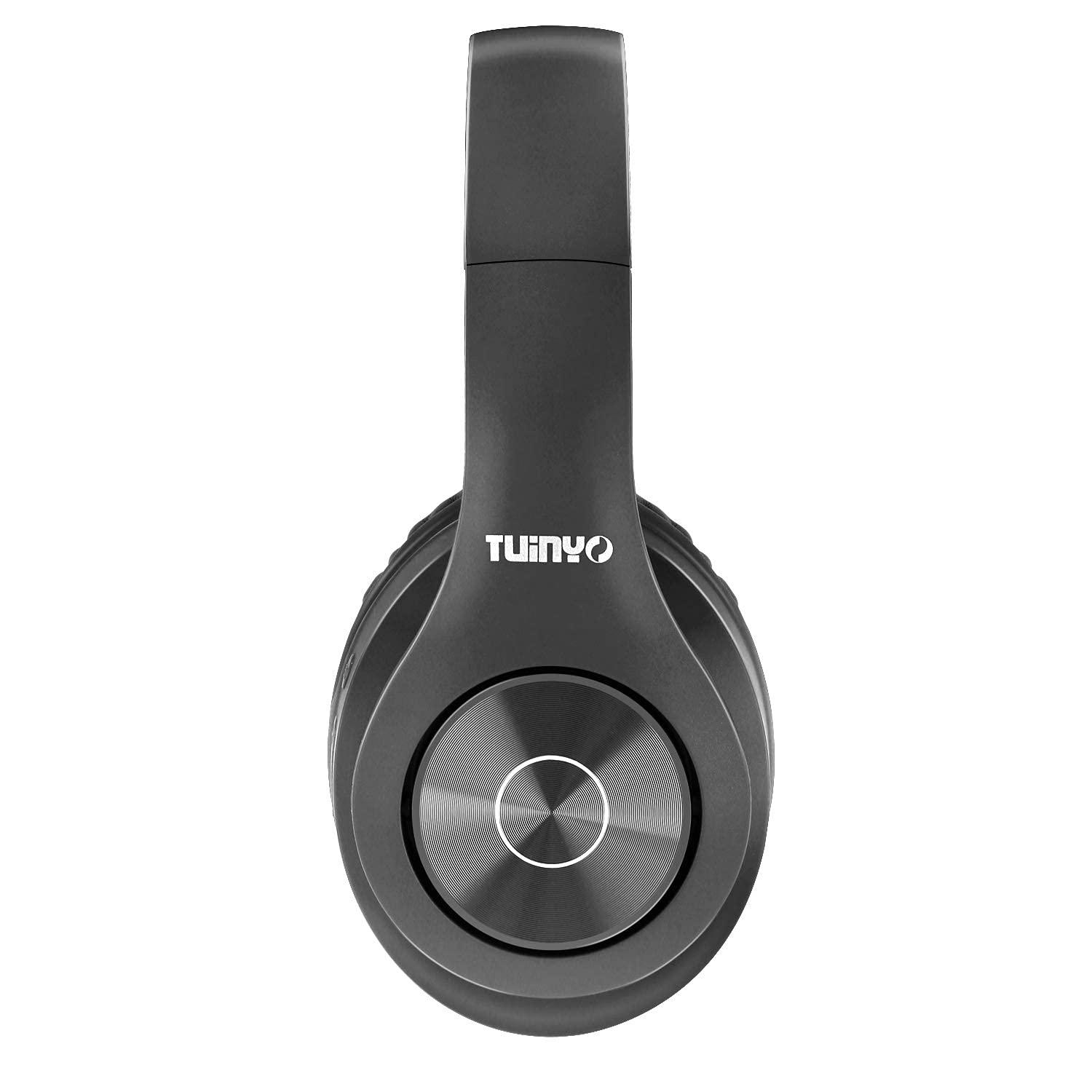 TUINYO TUINYO Bluetooth Headphones Wireless, Over Ear Stereo Wireles Headset 40H Playtime with deep bass, Soft Memory-Protein Earmuffs, Built-in Mic Wired Mode PC/Cell Phones/TV-Dark Grey