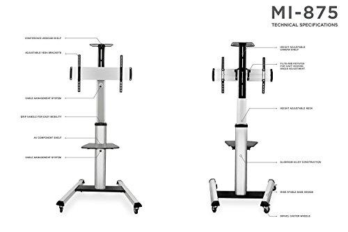Mount-It! Mount-It! Mobile TV Stand for Flat Screen Televisions, Height Adjustable Rolling TV Cart for 32, 40, 50, 55, 60, 65 and 70 Inch Screens, 110 Pound Capacity