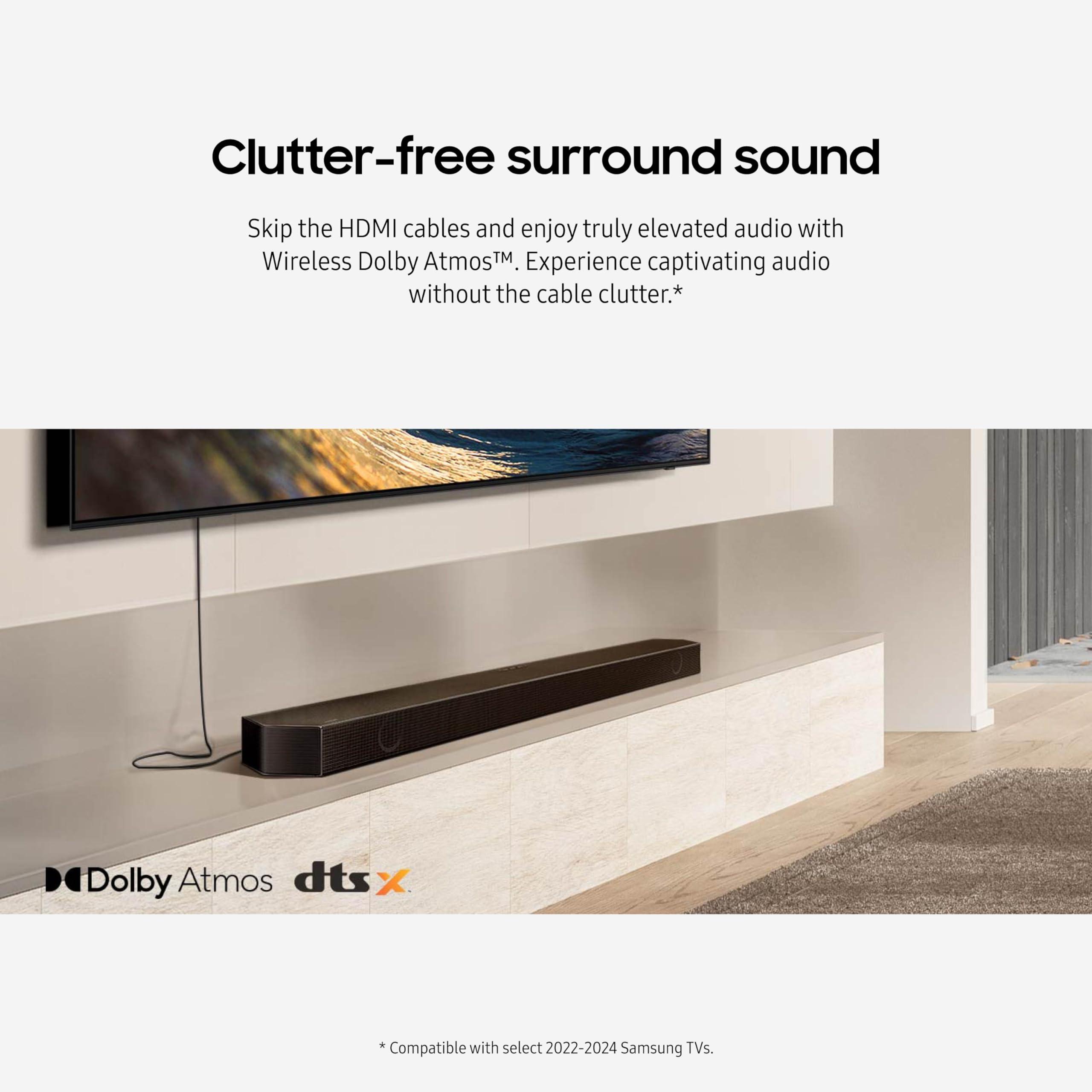 SAMSUNG Samsung QS730D 3.1.2ch Soundbar w/Wireless Dolby Atmos Audio, Q-Symphony, SpaceFit Sound Pro, Adaptive Sound, Game Mode Pro, Black (Renewed)