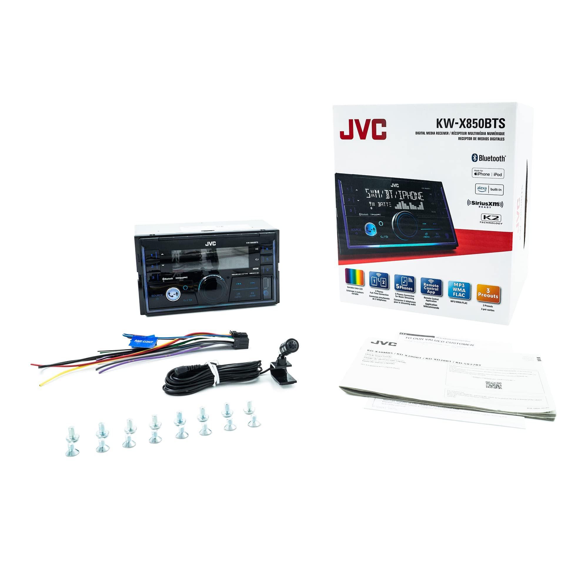 JVC JVC KW-X850BTS Bluetooth Car Stereo Digital Media Receiver with USB Port, AM/FM Radio, MP3 Player, Amazon Alexa, Android, iPhone, Double DIN, 13-Band EQ (Renewed)