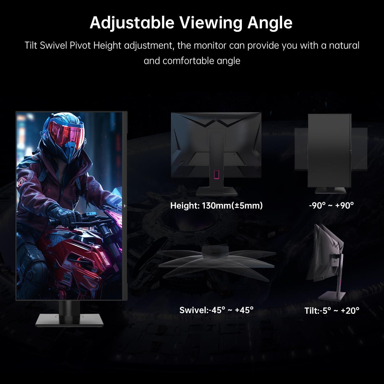 KTC KTC 27 Inch 240Hz Gaming Monitor, QHD 2560x1440 Monitor, Fast HVA, HDR400, G-Sync/FreeSync Compatible, USB/Type C/DisplayPort/HDMI, VESA Mountable, Pivot Height Tilt Adjustable, H27E22