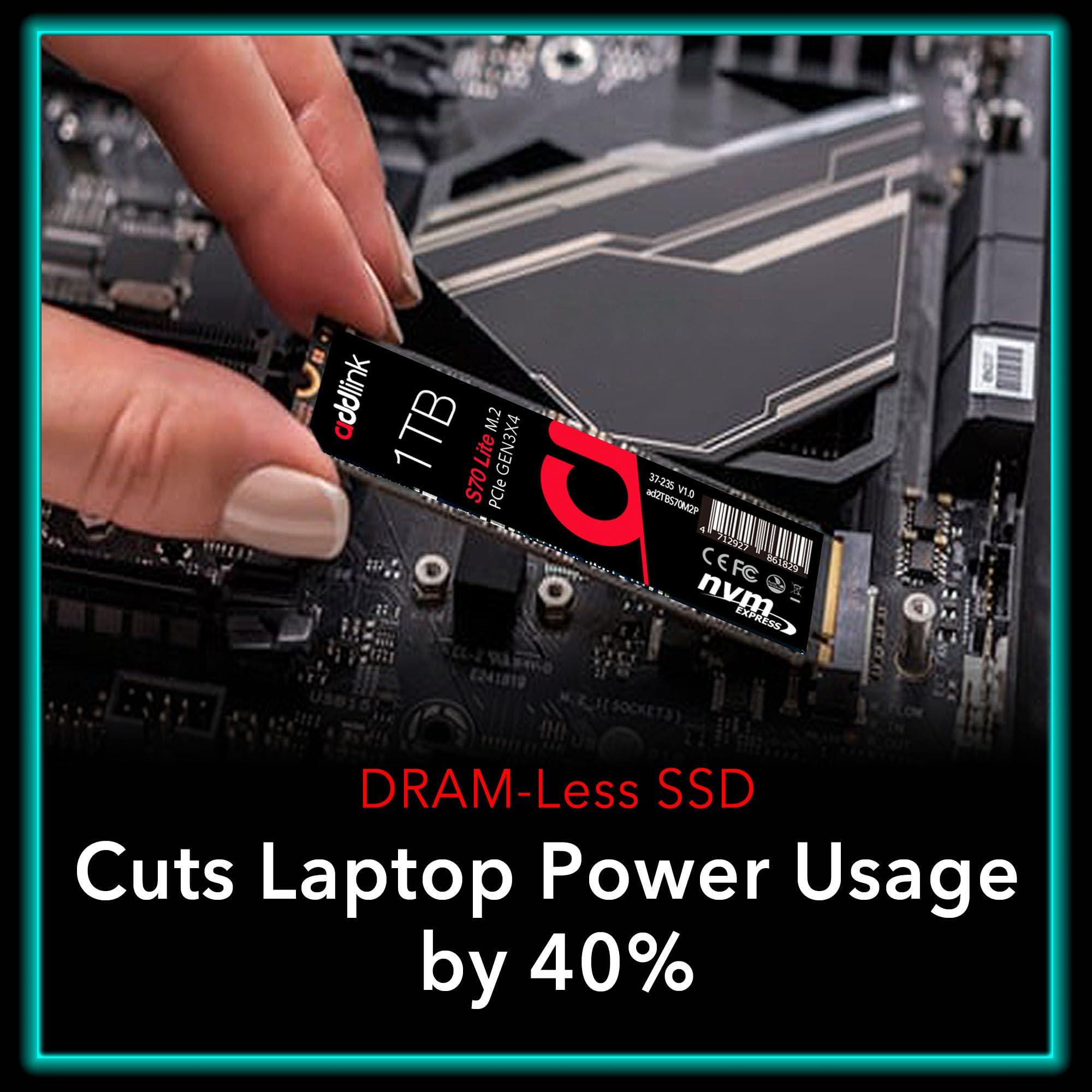 Addlink Addlink S70 Lite 1TB Ultra Durability Gaming SSD Maximum Speed 3200 MB/s Internal Solid State Hard Drive - M.2 2280 PCIe 3.0 NVMe Gen3X4 3D NAND SSD (ad1TBS70M2P)