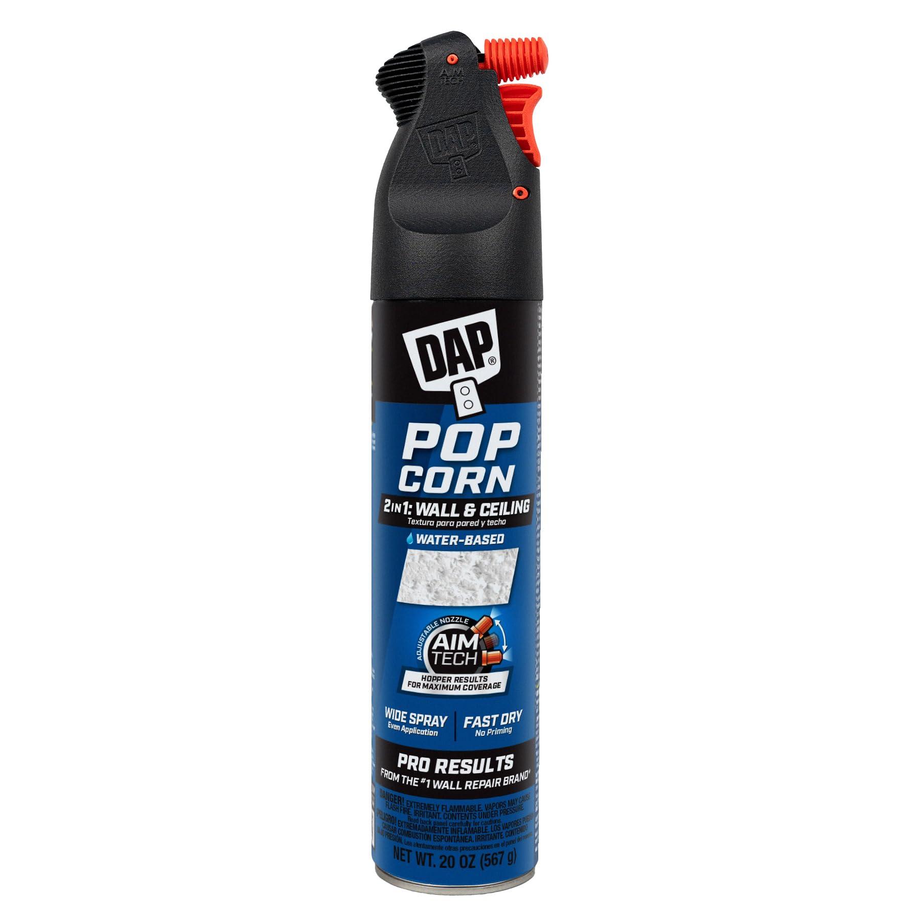 DAP DAP, White, 7079850025 Popcorn Water Based 2in1 Wall & Ceiling Texture Spray with Aim Tech Nozzle, 20 Ounce, 1.25 Pound (Pack of 1)