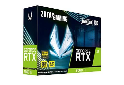ZOTAC ZOTAC Gaming GeForce RTX 3060 Ti Twin Edge OC 8GB GDDR6 256-bit 14 Gbps PCIE 4.0 Gaming Graphics Card, IceStorm 2.0 Advanced Cooling, Active Fan Control, Freeze Fan Stop ZT-A30610H-10M