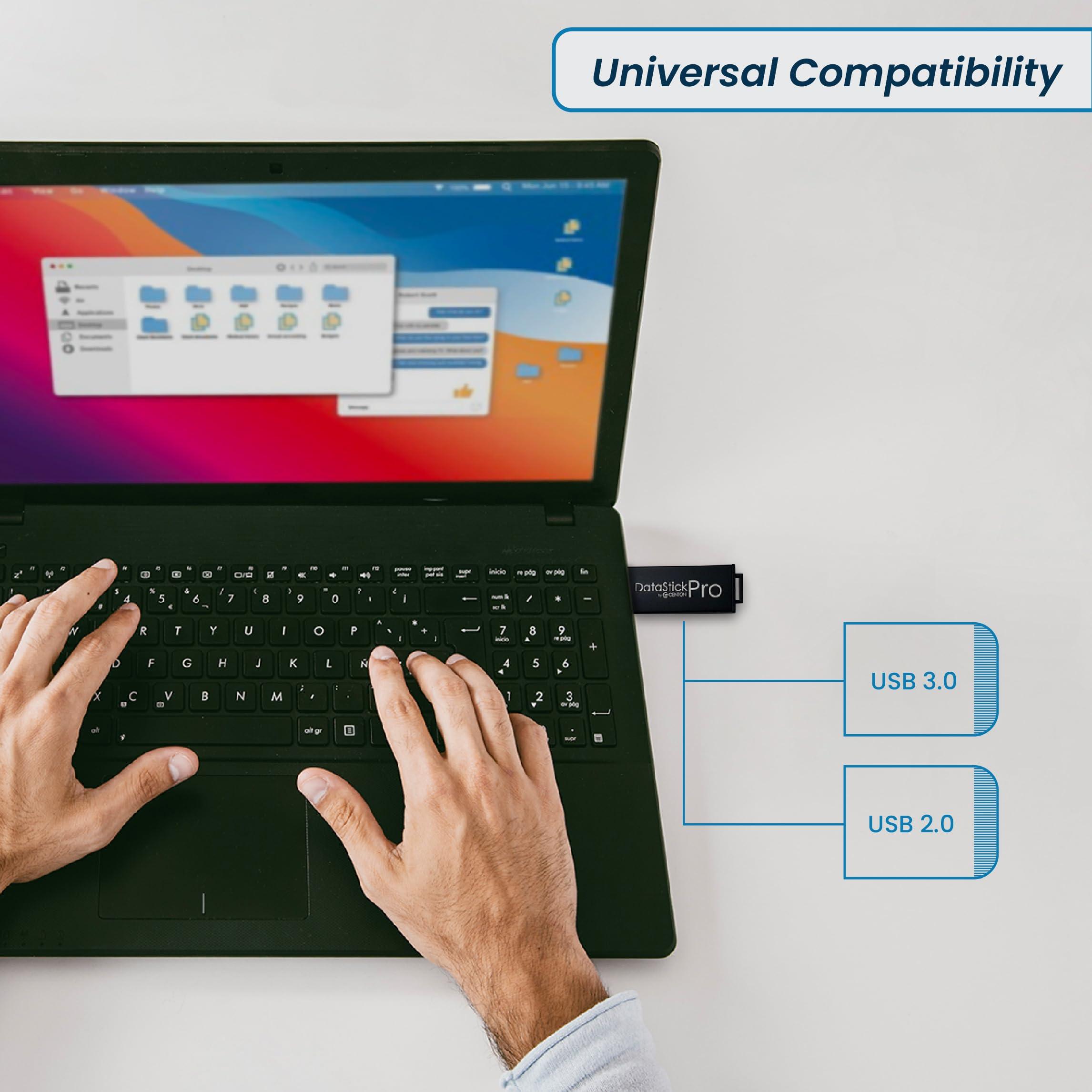 Centon Centon Electronics DataStick Pro USB 3.2 Gen1 Flash Drive, 128 GB, 5 USB Flash Drives, 5 Bulk Pack, Black