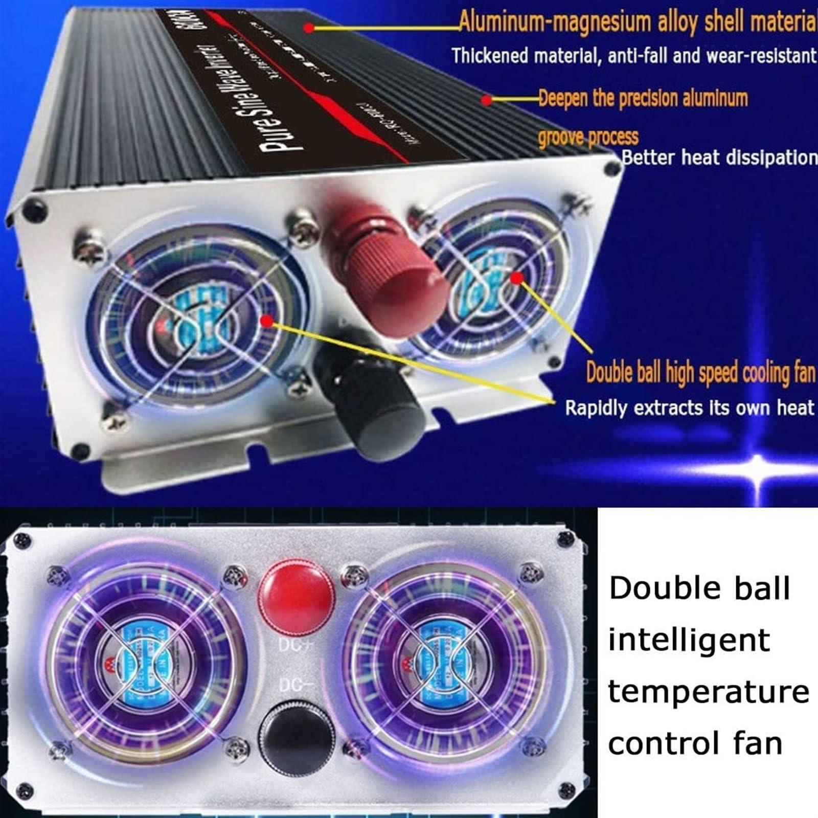 TINGBBAO 5000W 6000W 8000W 12000W Pure Sine Wave Inverter 12V 24V 48V 60V 72V to 220V Power Inverter with LCD Display 2AC Outlets, for,Camping,Household,Van,Charge Your Laptop (Color : 5000W, Size : 60V)