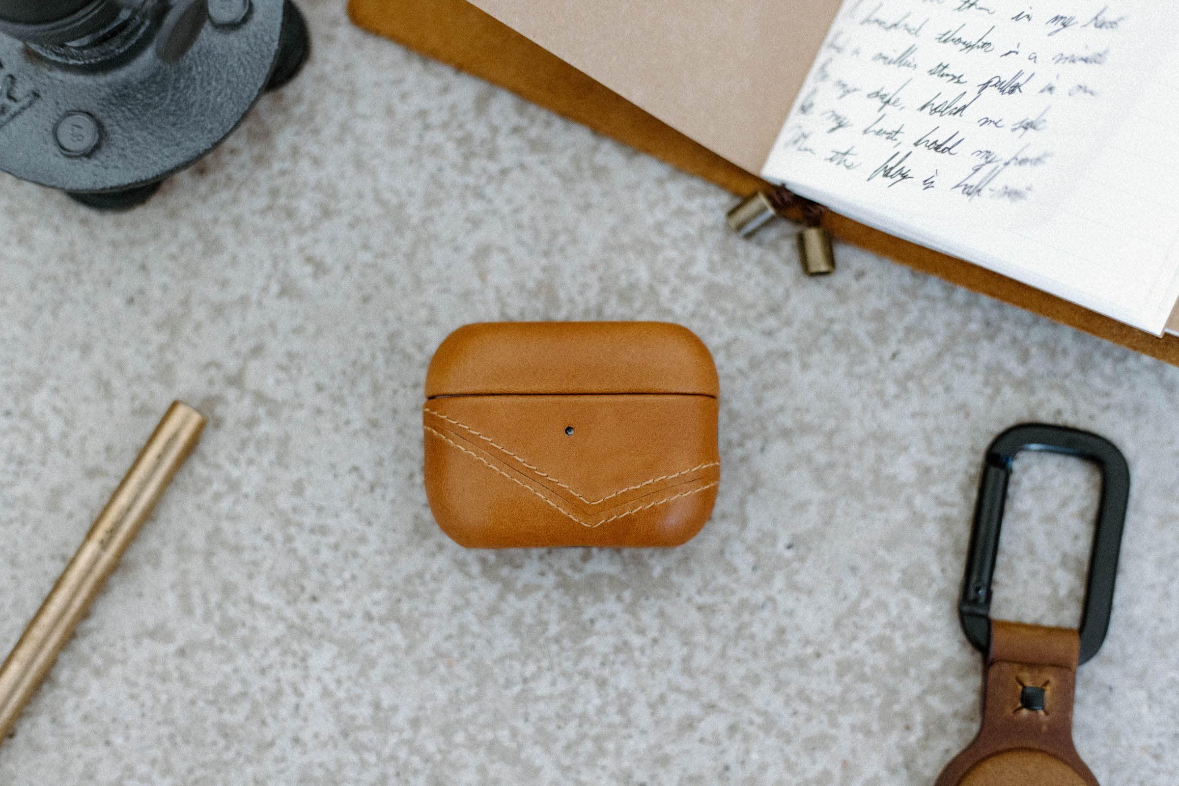 Bullstrap Bullstrap Premium Leather Case Compatible with Apple AirPods Pro 2, Wireless Charging, Two-Piece Design (Sienna)