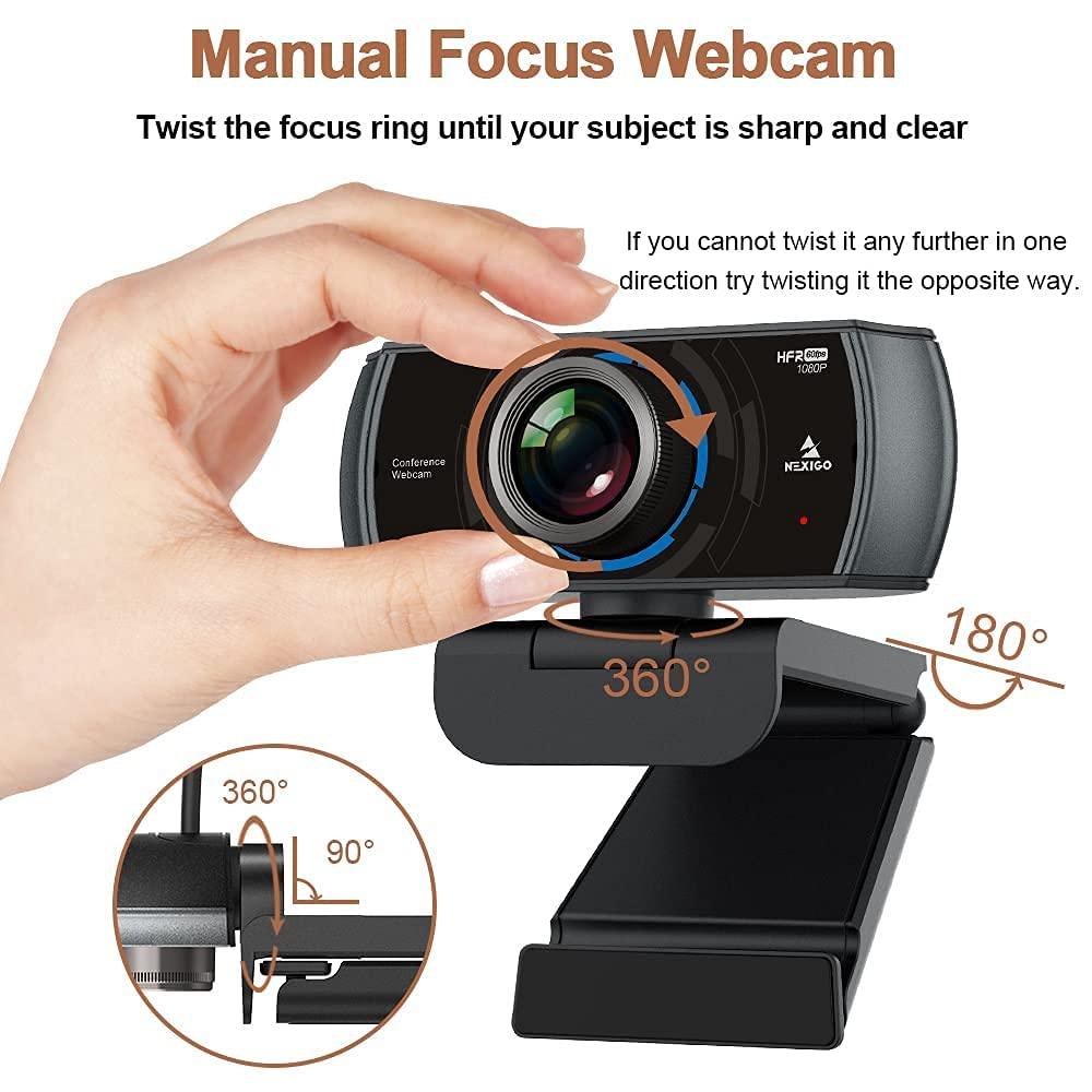 NexiGo NexiGo N980P 1080P 60FPS Webcam with Microphone and Software Control, USB Computer Camera, Built-in Dual Noise Reduction Mics, 120 Wide-Angle for Zoom/Skype/FaceTime/Teams, PC Mac Laptop Desktop