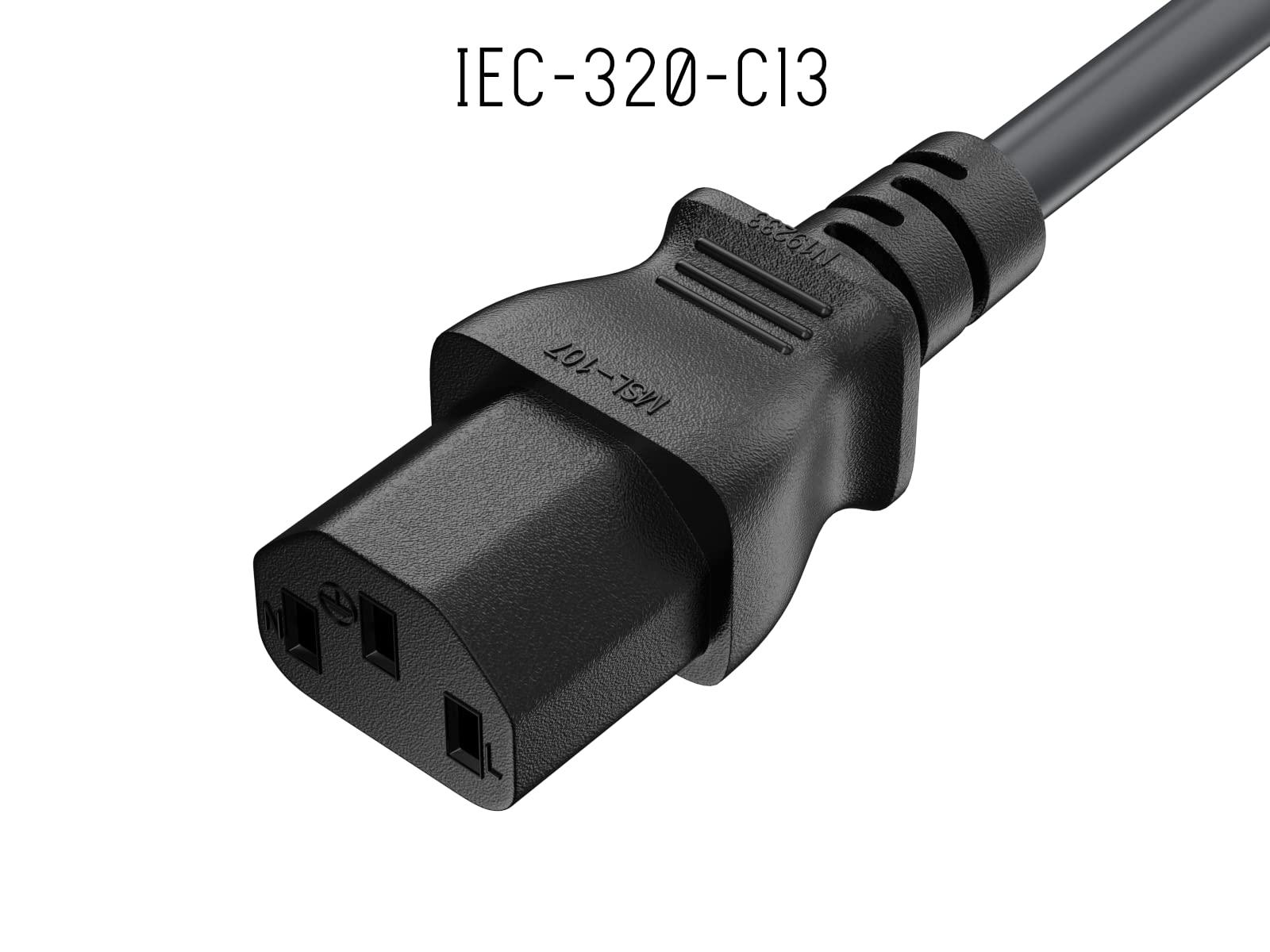 Cable Leader CableLeader 10ft IEC320 C13 to BS1363 England UK Power Cord with Fuse 18AWG 13A/250V, Heavy-Duty for PCs, Monitors, Scanners, Printers, Britain 3 Prong Type G Plug, Black