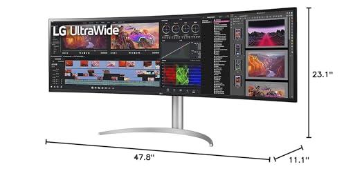 LG LG 49WQ95C-W 49 Inch 32:9 Curved UltraWide DQHD (5120 x 1440) Nano IPS Monitor, NVIDIA G-SYNC Compatible & AMD FreeSync Premium Pro, HDMI 2.1 & USB Type-C (90W PD), Tilt/Height/Swivel Adjustable
