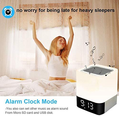 Gallstep Gallstep Night Lights Bluetooth Speaker, Alarm Clock Bluetooth Speaker Touch Sensor Bedside Lamp Dimmable Multi-Color Changing Bedside Lamp, MP3 Player, Wireless Speaker with Lights
