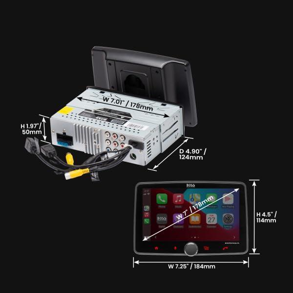 BOSS Audio Systems BOSS Audio Systems BVCP9700A-CFL Car Stereo System - Apple CarPlay, Android Auto, Single Din With 7 Inch Touchscreen, Bluetooth and Calling Head Unit, Radio Receiver, No CD Player, Backup Camera