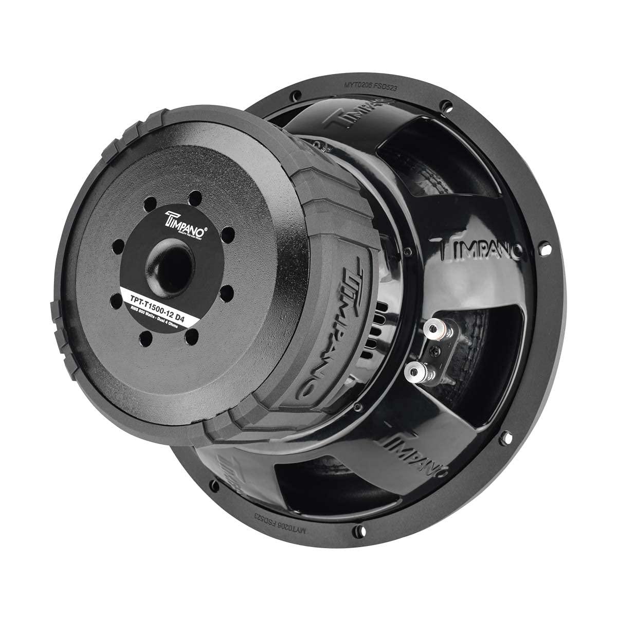 Timpano TIMPANO 12 Inch Subwoofer D4 1600 Watts Max Power Dual 4 Ohm, Subwoofer Car Audio 12 Inch 16 mm Xmax, TPT-T1500-12 D4, 2.6 In Voice Coil Double Stacked Magnet Sub woofer for Car Audio Systems (Single)