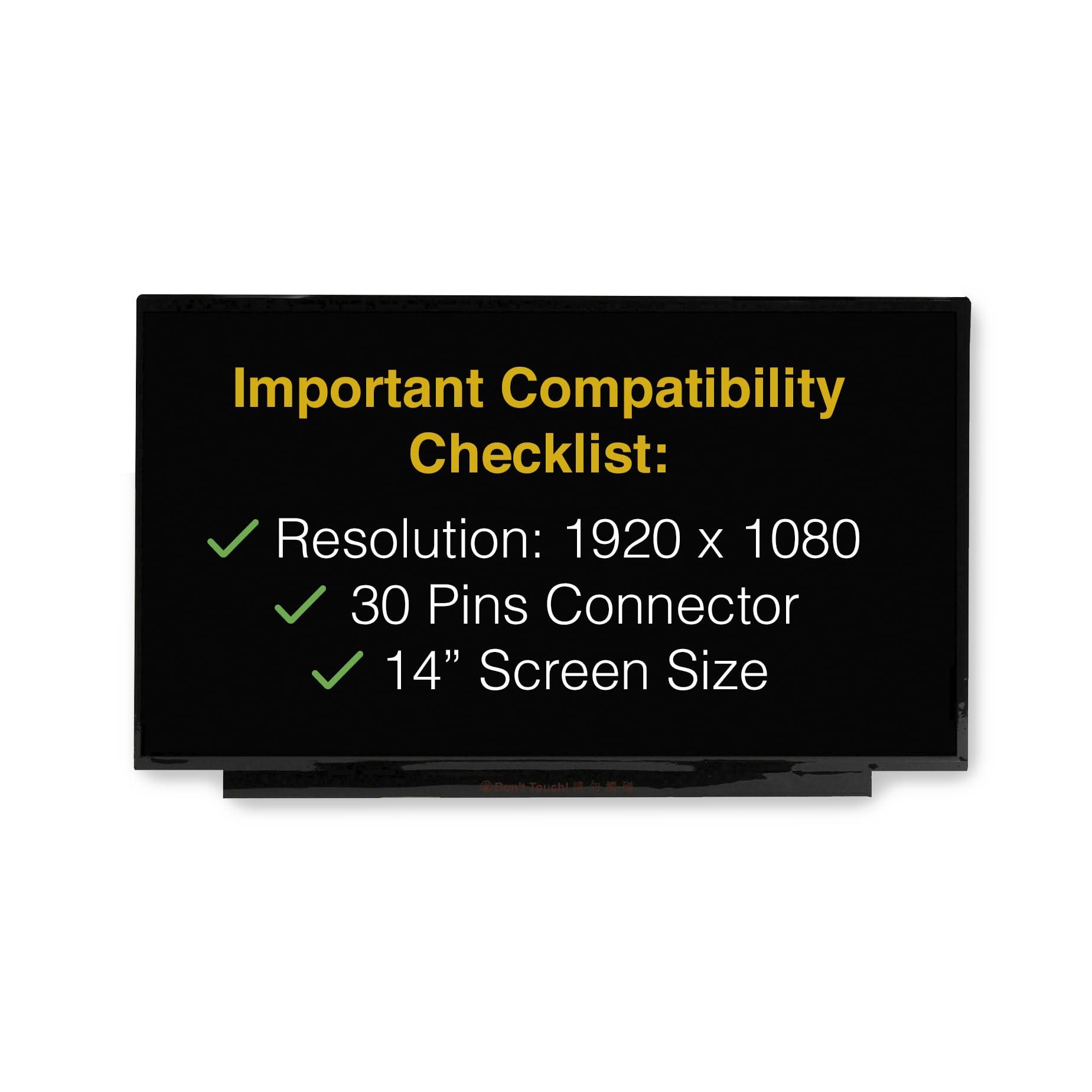 LCDBros LCDBros Screen Replacement for AUO B140HAN04.0 P/N SD10M34154 FRU 02DA381 FHD 1920x1080 IPS LCD LED Display with Tools