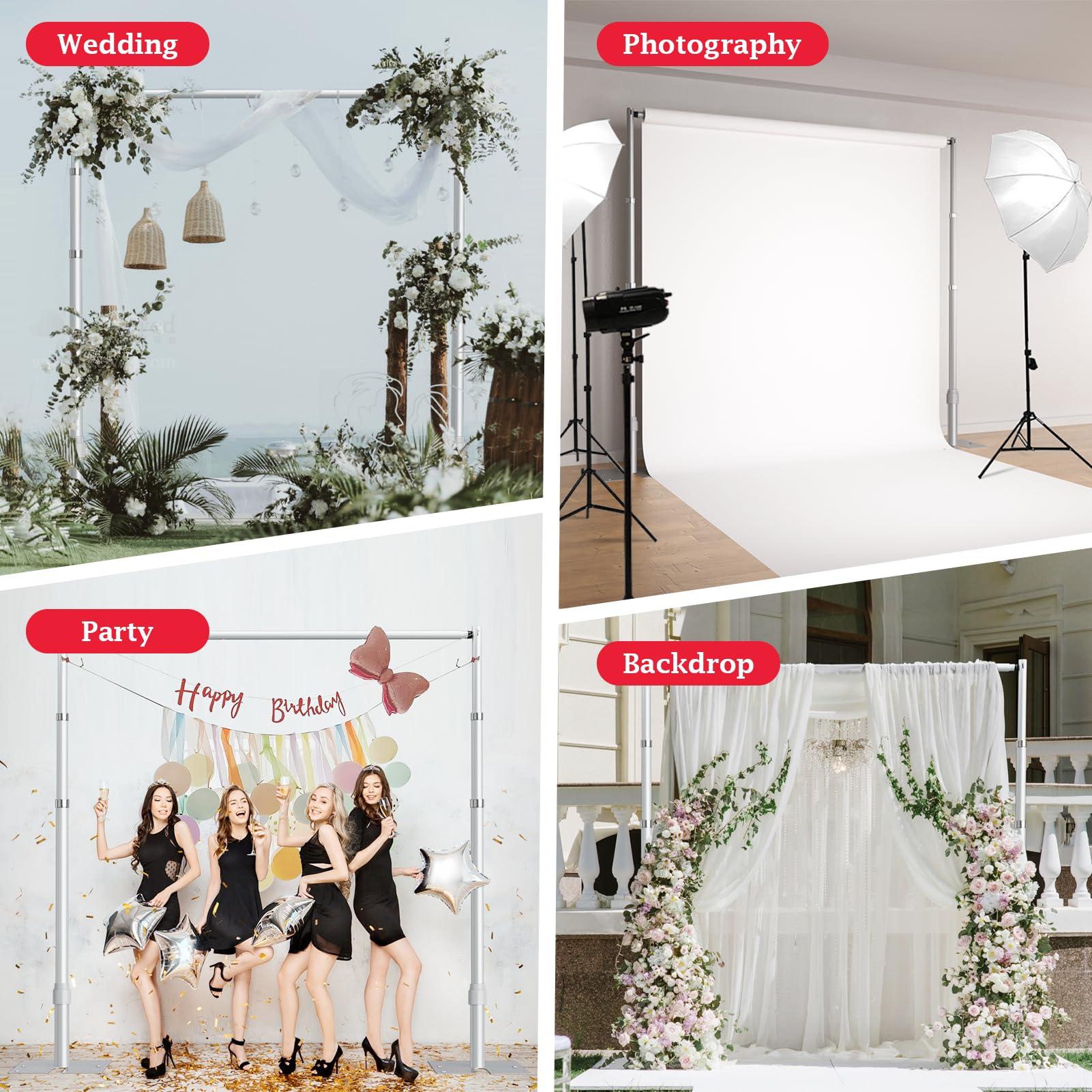 EMART EMART Pipe and Drape Backdrop Stand Kit, 12ftx10ft Heavy Duty Adjustable Photo Background, Metal Frame with Flat Base for Wedding, Birthday Party, Banquet Decorations