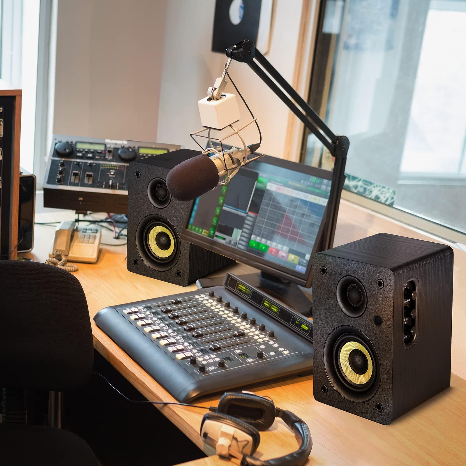 Sanyun Sanyun SW206 80W Active Dual-Mode Bookshelf Speakers, 4inch Studio Monitor and HiFi Mode, Optical Coaxial TRS Aux Bluetooth 5.0 USB with 24bit DAC, for Home Music System Turntable TV PC Desktop, Black